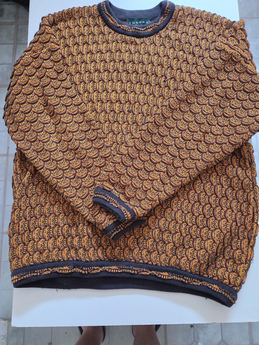 Vintage Tundra Canada 3D Knit Sweater L 100% Mercerized Cotton